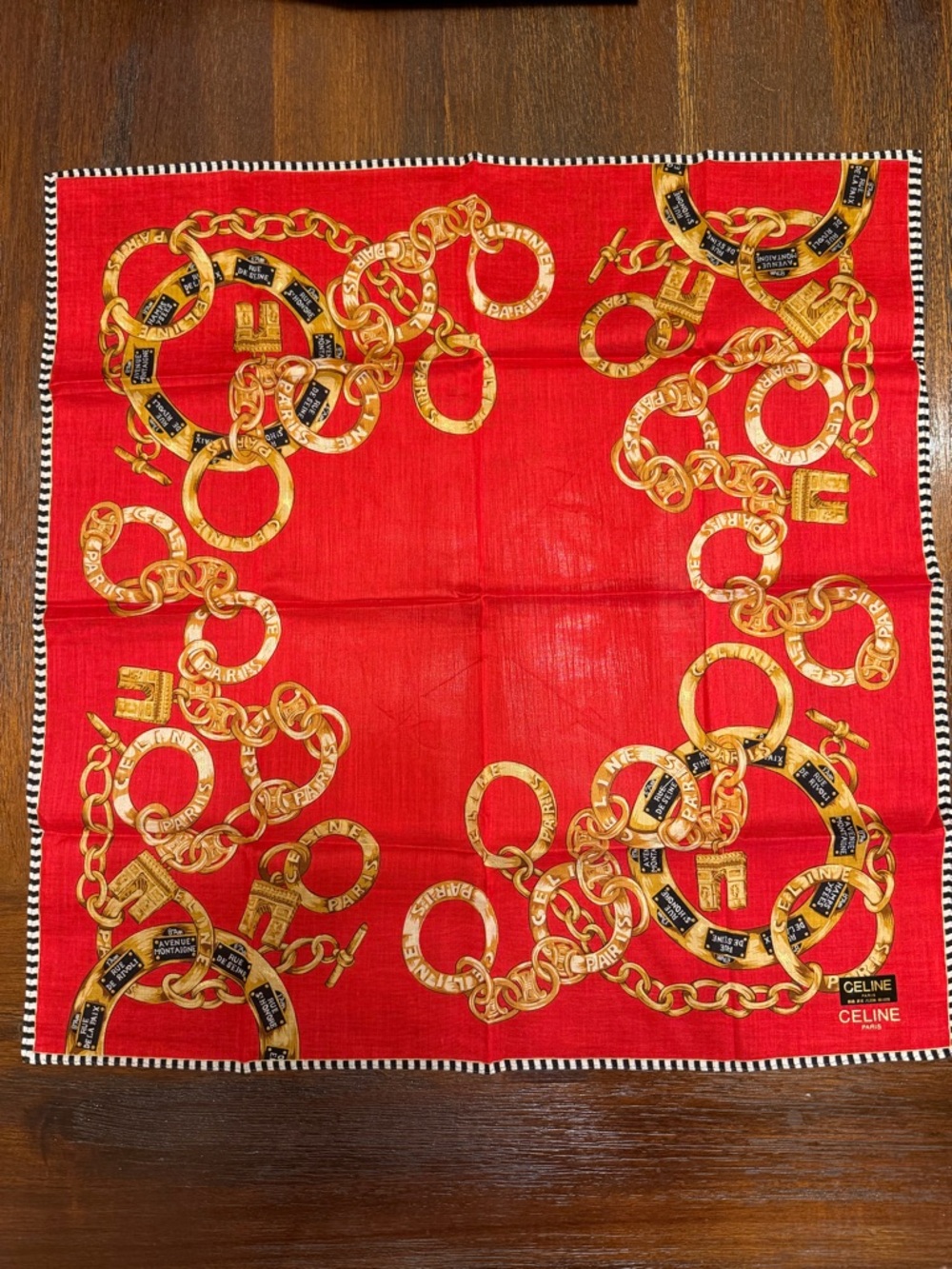 Celine Chain Design Silk Scarf with COA NWOT - Picture 2 of 7